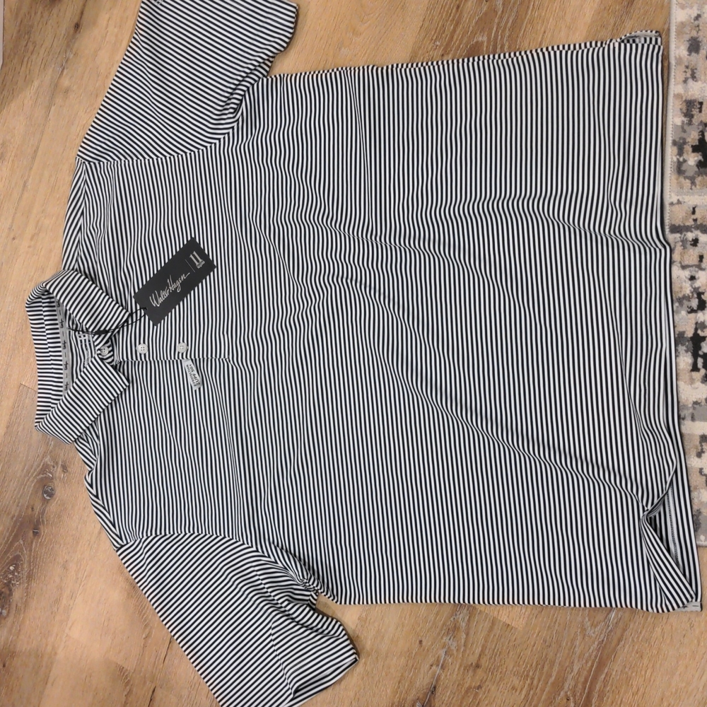 Walter Hagen Men's Perfect 11 Majors Bar Stripe Golf Polo Navy XL